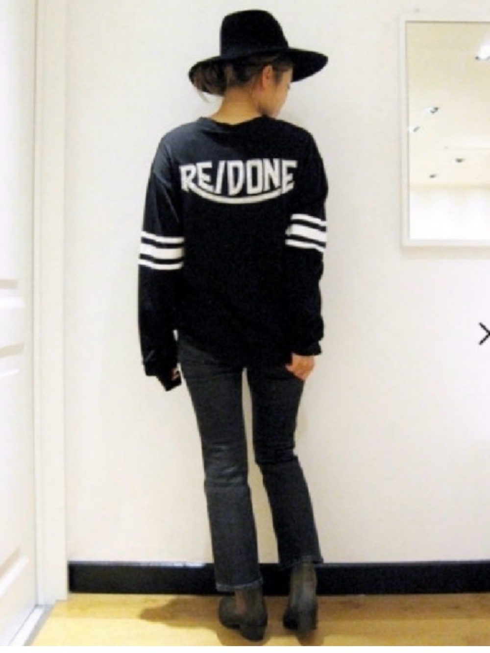 RE/DONE Black Logo Long Sleeve Graphic T-Shirt XS